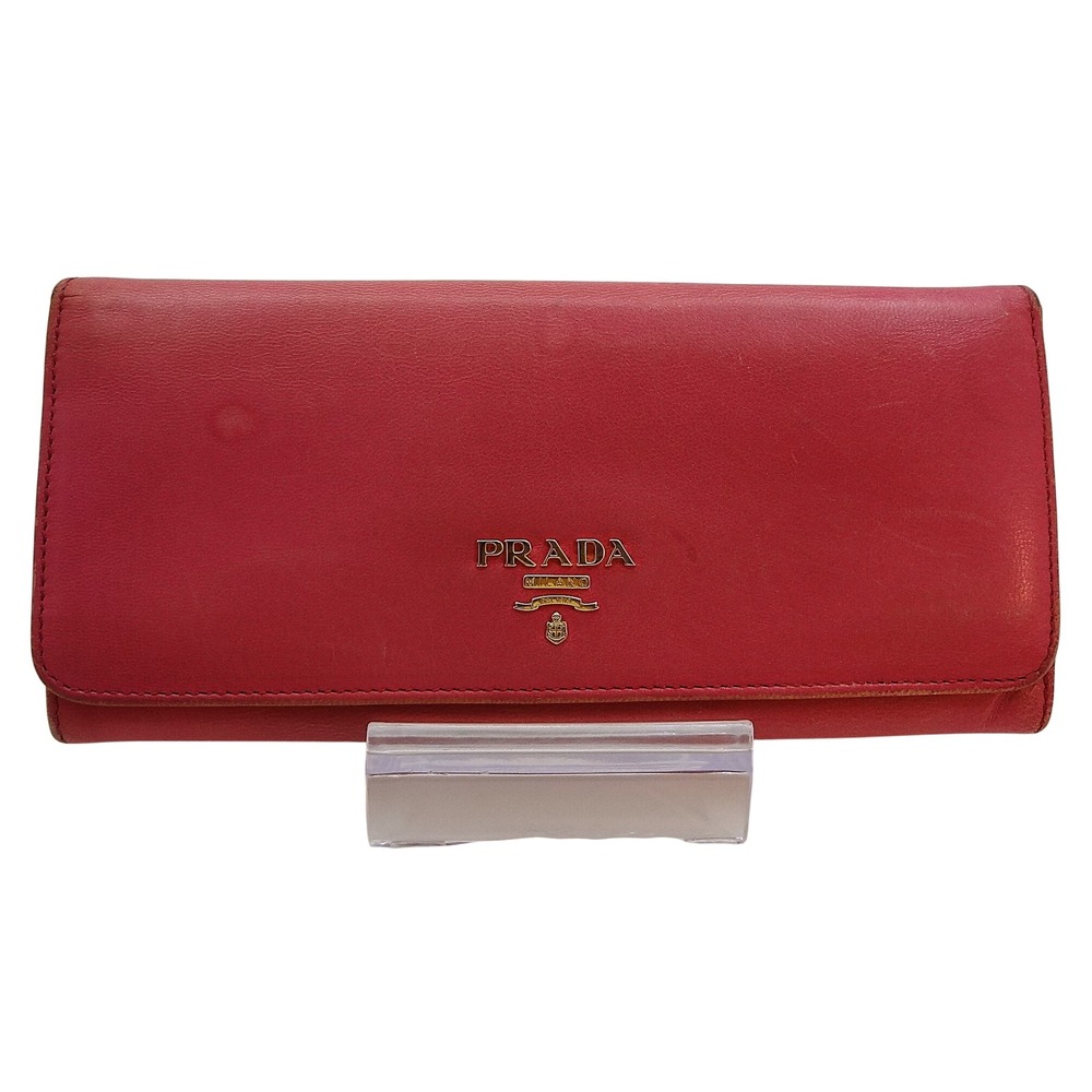 Prada Milano Pink Leather Continental Flap‎ Wallet Clutch Ladies Womens